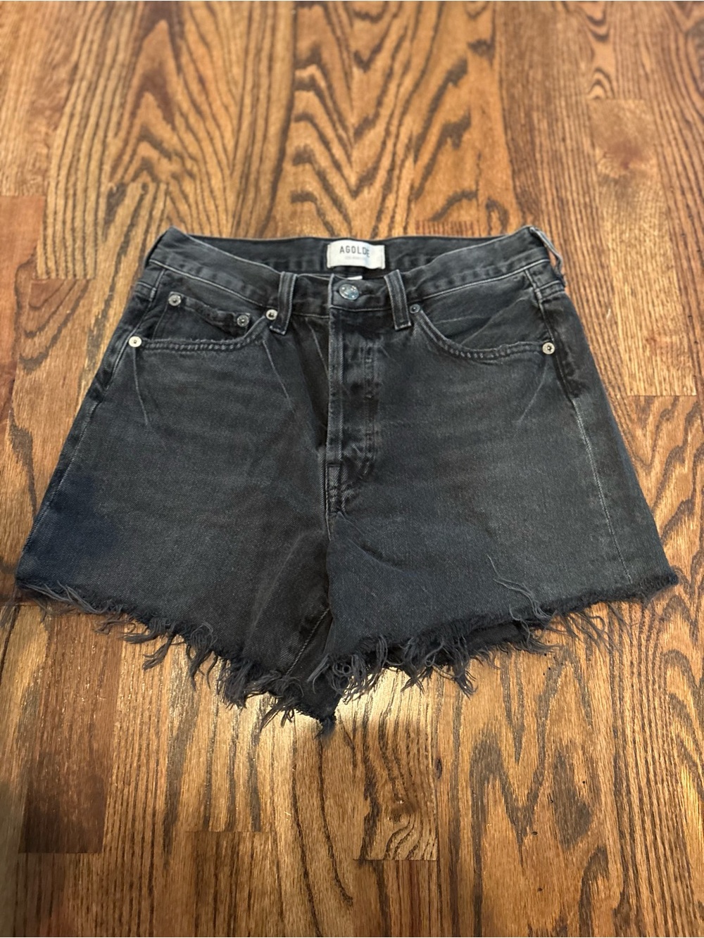 Agolde Black Parker Denim Shorts